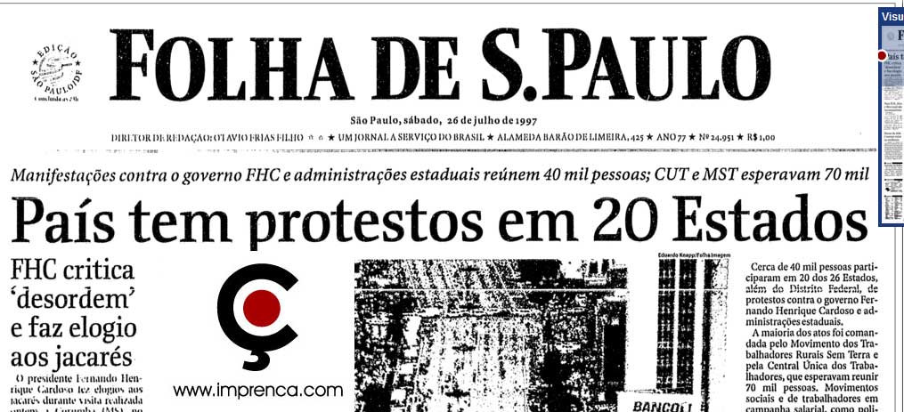 Protestos em 20 estados reúnem 40 mil contra FHC