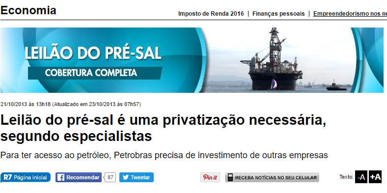 pré sal governo dilma