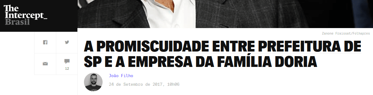 A promiscuidade entre prefeitura de SP e a empresa da família Doria
