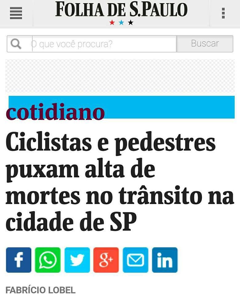 Ciclistas e pedestres puxam alta de mortes no trânsito na cidade de SP