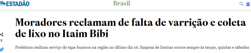 Moradores reclamam de falta de varrição e coleta de lixo no Itaim Bibi