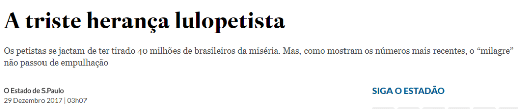 Estadão e a herança de Lula Estadão e a herança de Lula